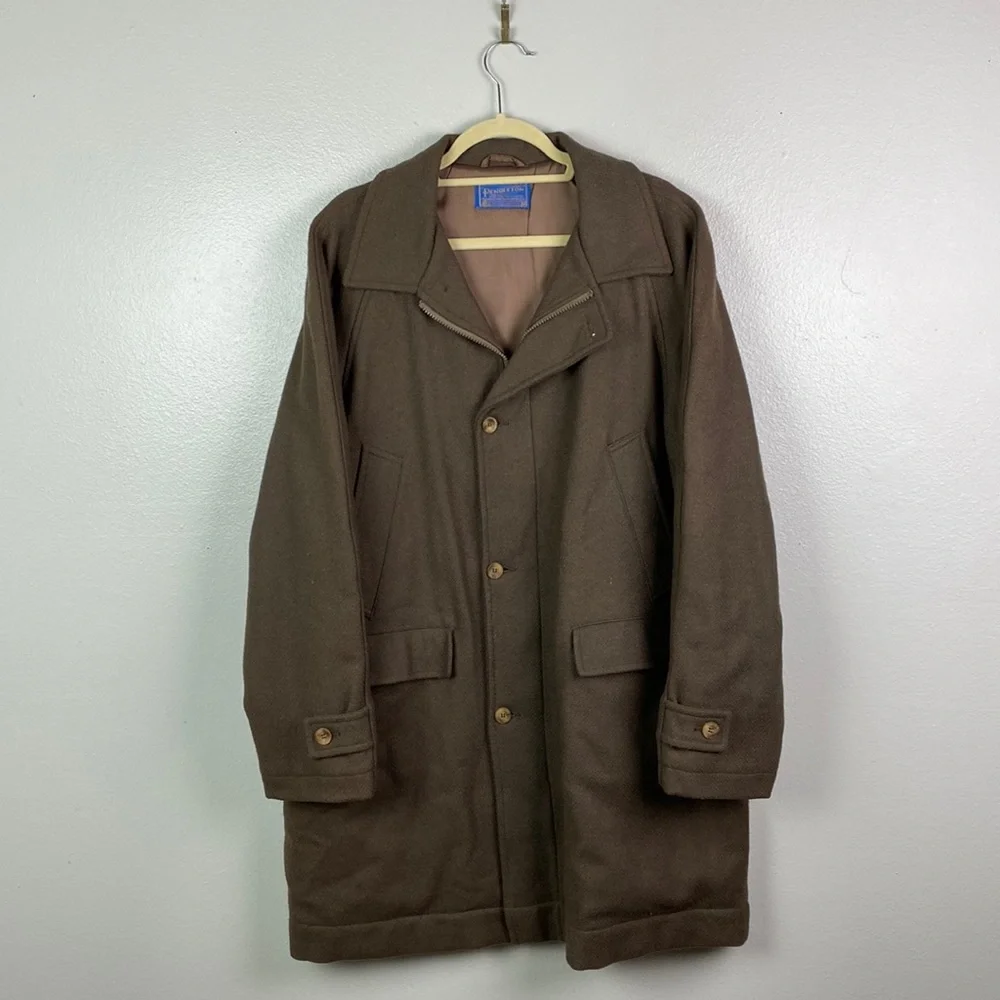 Pendleton 1980s Men's Virgin Wool Brown Overcoat 42